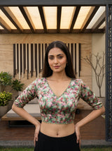 MIMOSA Olive Saree Saree — blouse close-up