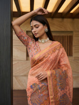 MIMOSA Peach Saree Saree — pose 10 styling detail