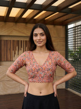 MIMOSA Peach Saree Saree — blouse close-up