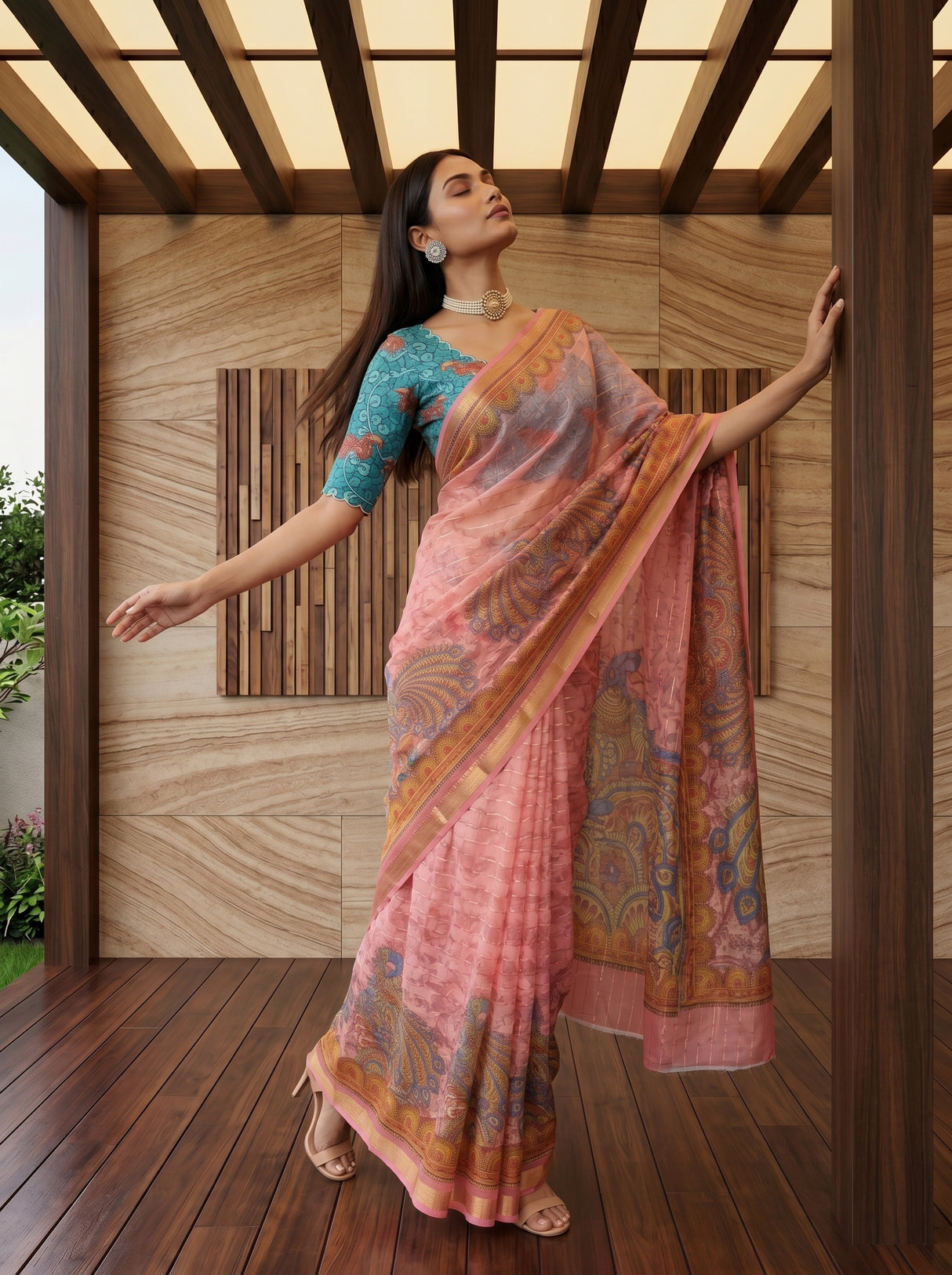 MIMOSA Pink Saree Saree — pose 5 styling detail