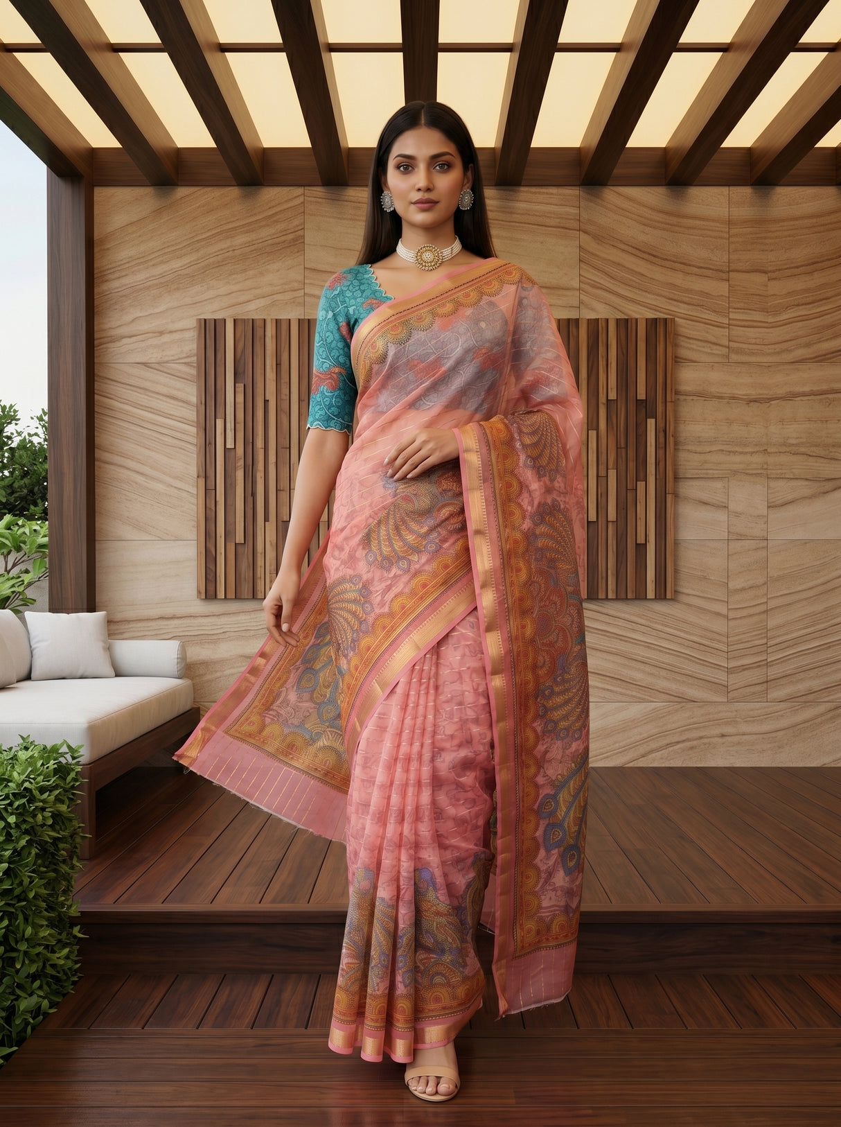 MIMOSA Pink Saree Saree — pose 6 styling detail