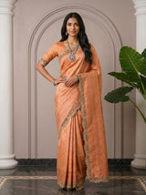 MIMOSA Orange Saree Saree — pose 4 styling detail