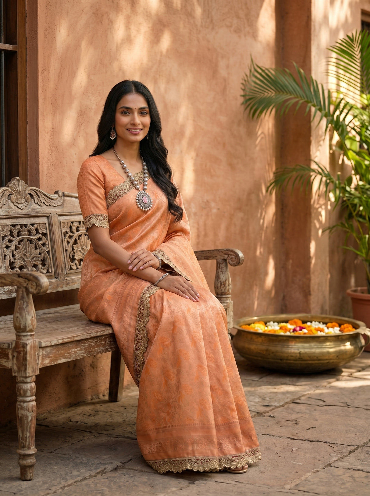 MIMOSA Orange Saree Saree — pose 8 styling detail