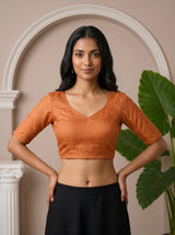 MIMOSA Orange Saree Saree — blouse close-up