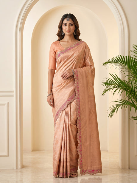 Peach  Saree