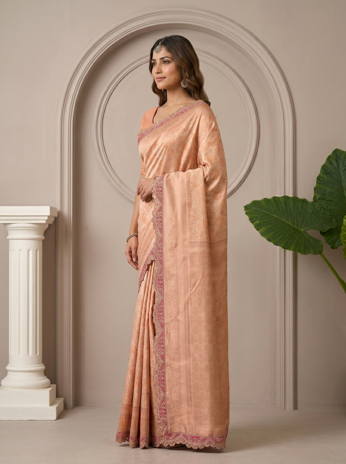 MIMOSA Peach Saree Saree — pose 3 styling detail