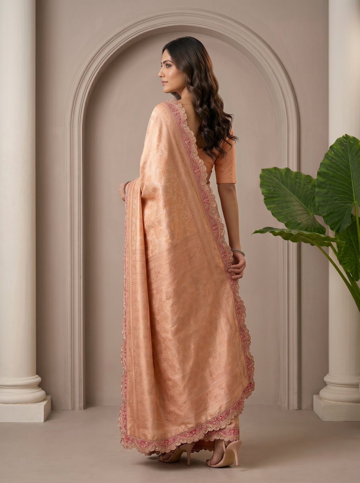 MIMOSA Peach Saree Saree — pose 7 styling detail