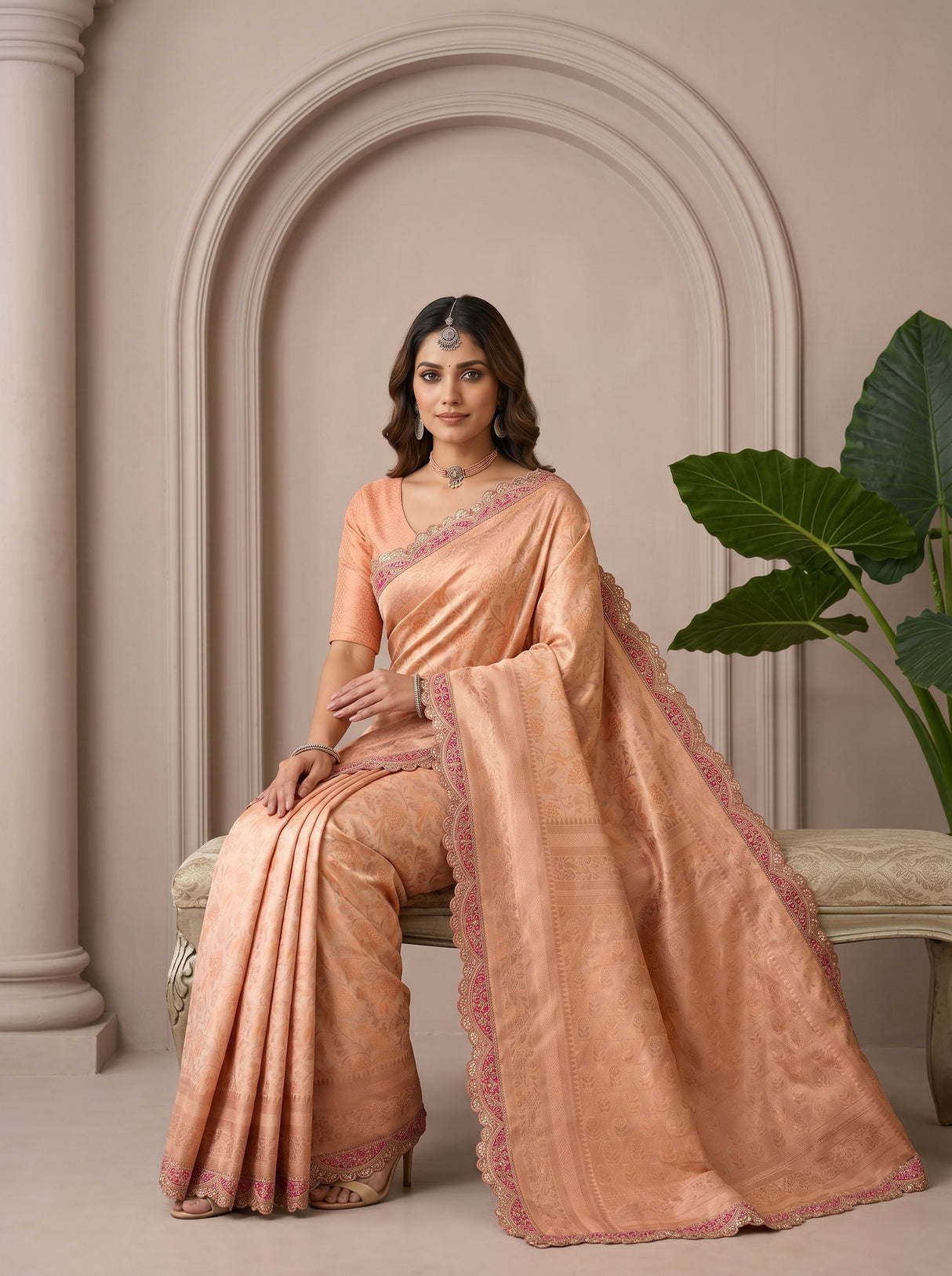 MIMOSA Peach Saree Saree — pose 8 styling detail