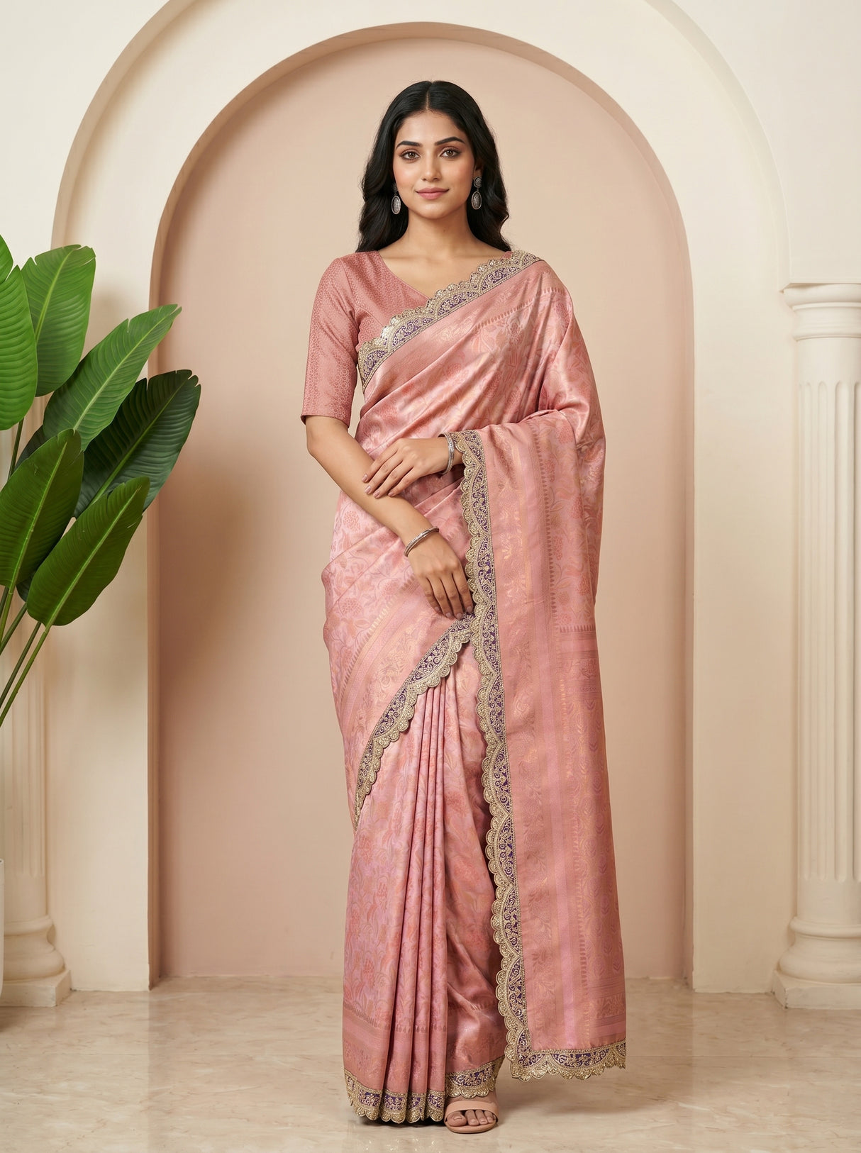 Pink  Saree