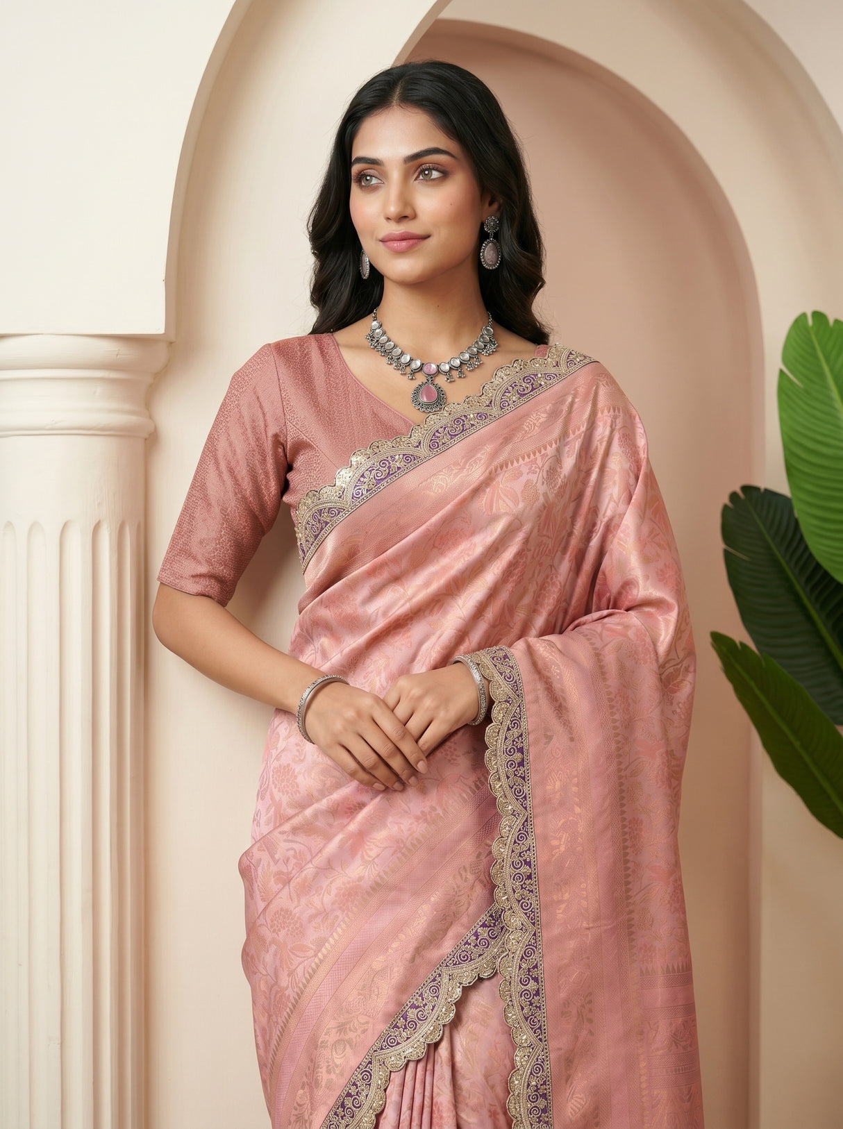 MIMOSA Pink Saree Saree — pose 10 styling detail