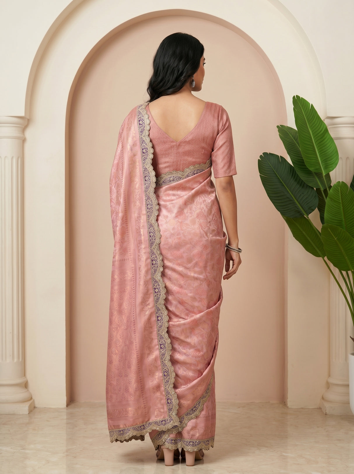 MIMOSA Pink Saree Saree — pose 2 styling detail
