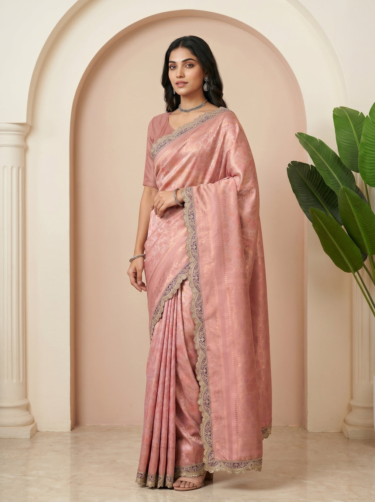 MIMOSA Pink Saree Saree — pose 5 styling detail