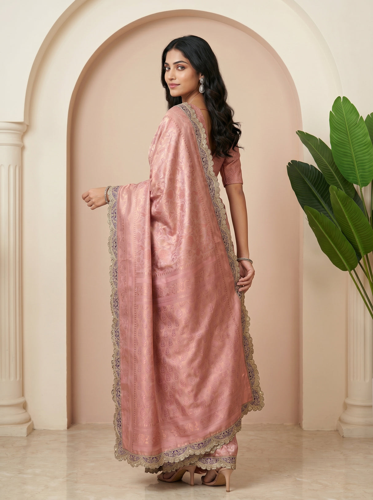 MIMOSA Pink Saree Saree — pose 7 styling detail