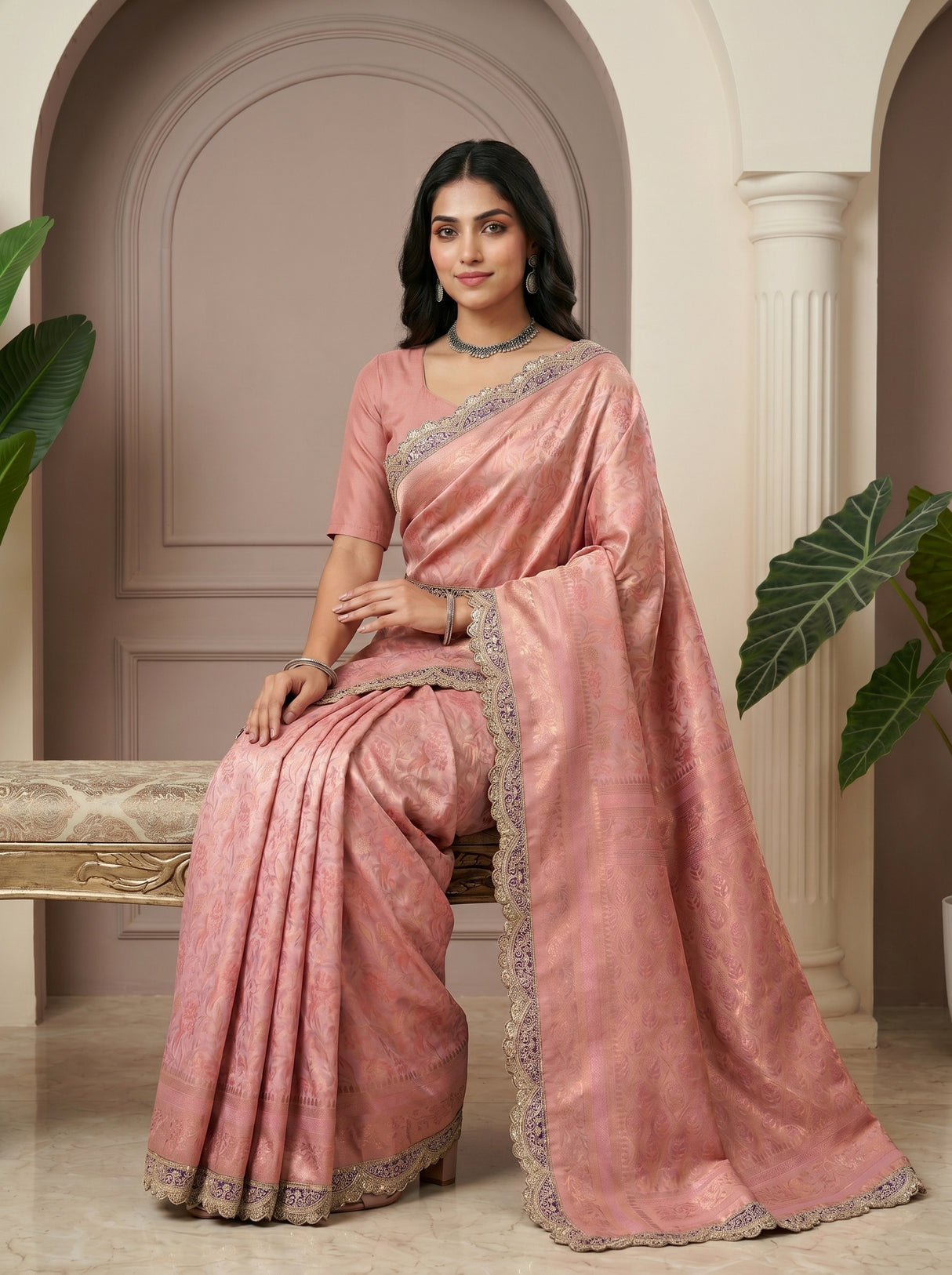 MIMOSA Pink Saree Saree — pose 8 styling detail