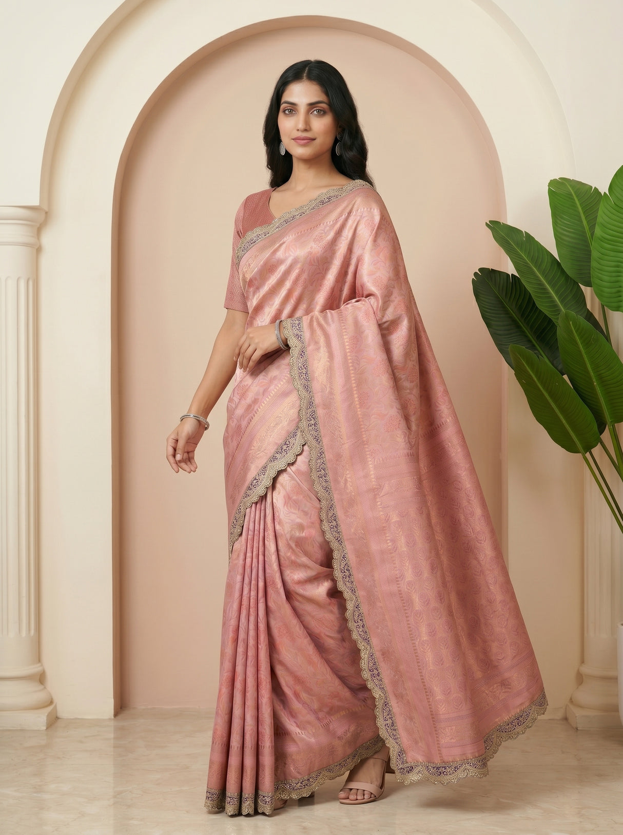MIMOSA Pink Saree Saree — pose 9 styling detail