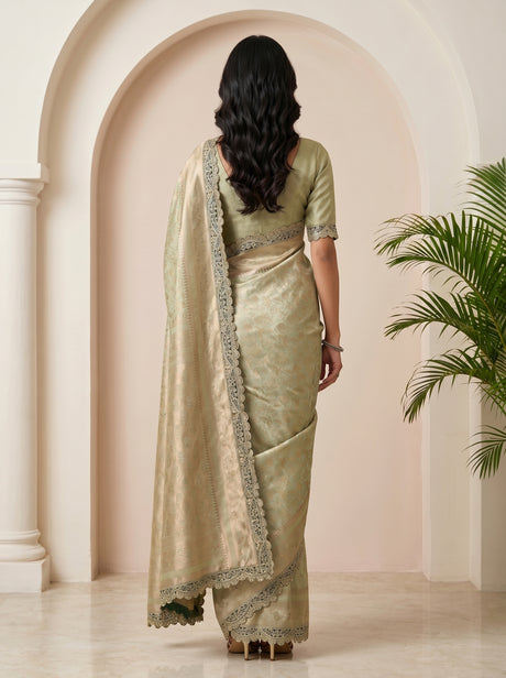 MIMOSA Pista Saree Saree — pose 2 styling detail