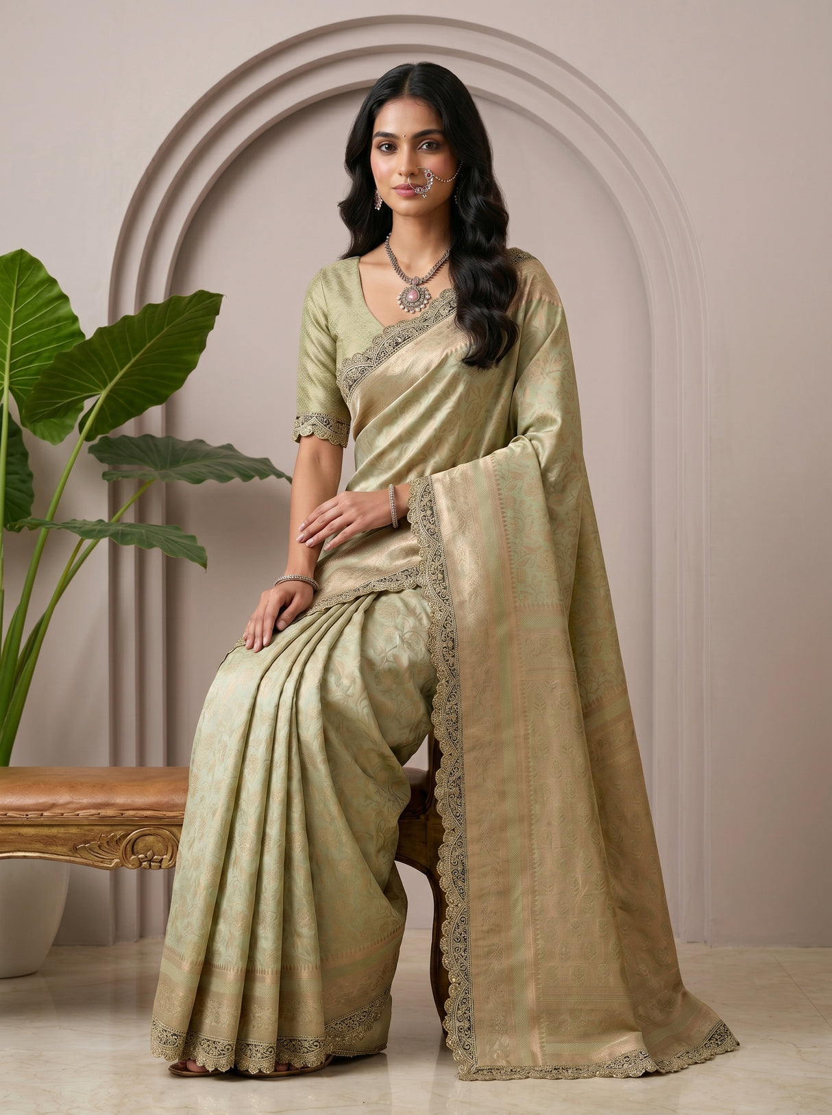 MIMOSA Pista Saree Saree — pose 8 styling detail