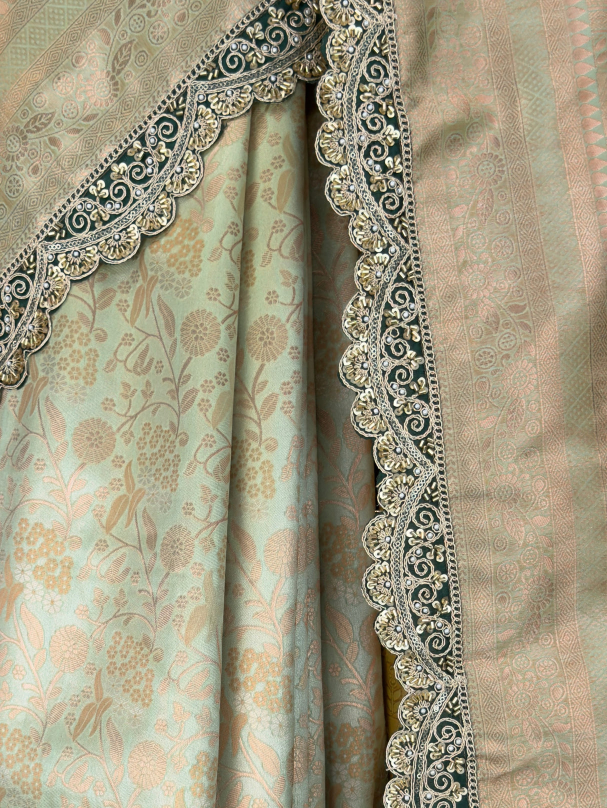 MIMOSA Pista Saree Saree — fleets shot full lifestyle