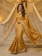 MIMOSA Mustard Kanjivaram Art Silk Saree — detail of saree pleats