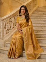 MIMOSA Mustard Kanjivaram Art Silk Saree — pallu detail