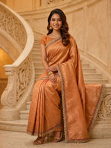 MIMOSA Orange Kanjivaram Art Silk Saree — pallu detail
