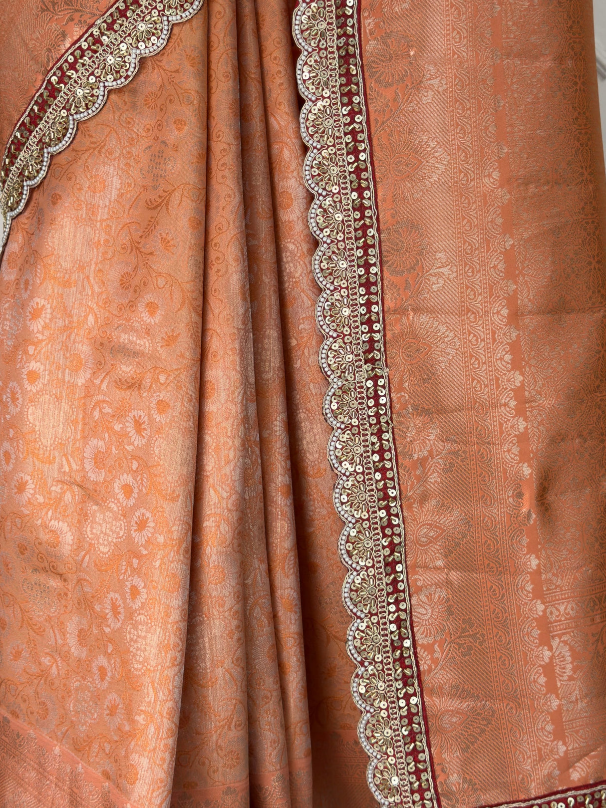 MIMOSA Orange Kanjivaram Art Silk Saree — fleets shot full lifestyle