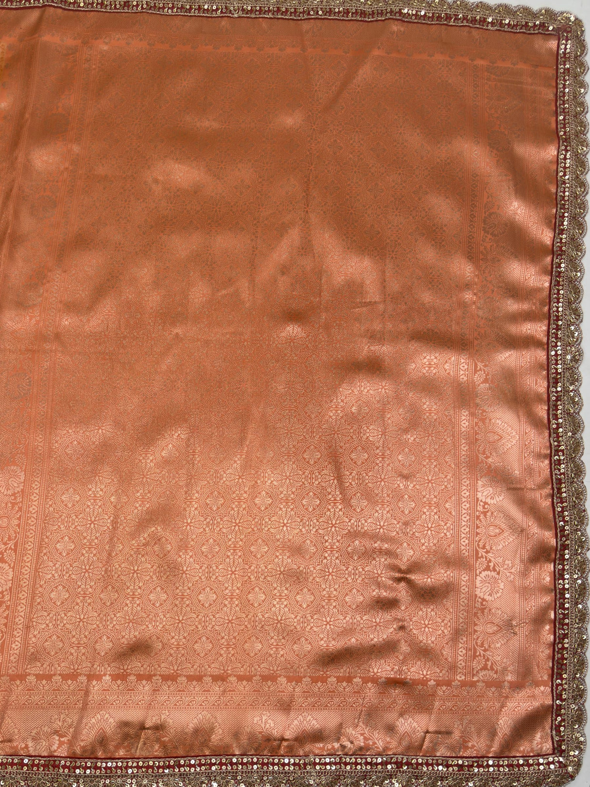 MIMOSA Orange Kanjivaram Art Silk Saree — pallu and zari work detail