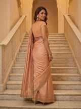 MIMOSA Peach Kanjivaram Art Silk Saree — close-up of body and pallu