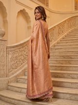 MIMOSA Peach Kanjivaram Art Silk Saree — detail of saree pleats
