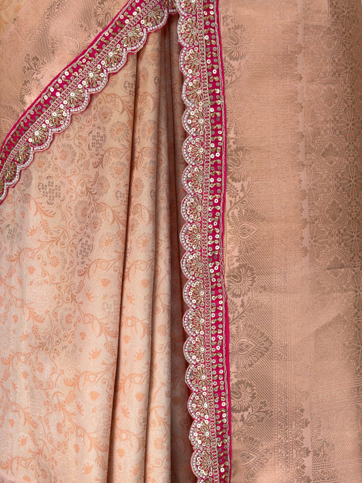 MIMOSA Peach Kanjivaram Art Silk Saree — fleets shot full lifestyle