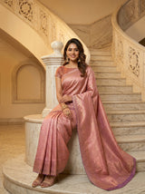 MIMOSA Pink Kanjivaram Art Silk Saree — close-up of border and pleats