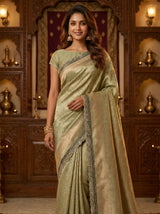 MIMOSA Pista Kanjivaram Art Silk Saree — original full image of model