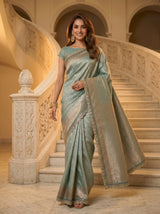 MIMOSA Sapphire Kanjivaram Art Silk Saree — detail of saree pleats