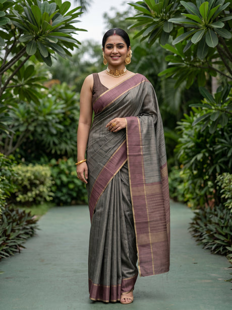 MIMOSA Bottle Green Banarasi Art Silk Saree — Full length model pose