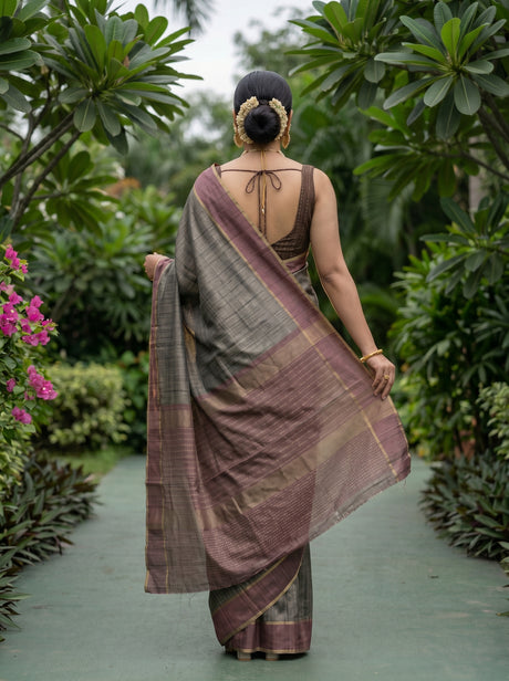 MIMOSA Bottle Green Banarasi Art Silk Saree — Model close-up with jewelry