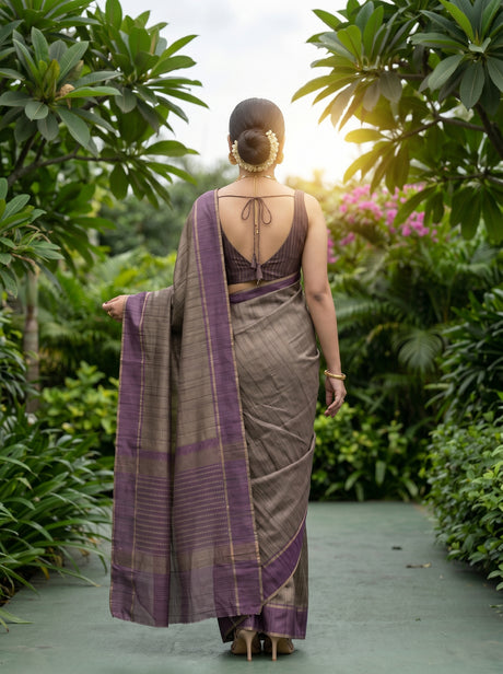 MIMOSA Mehndi Banarasi Art Silk Saree — Model close-up with jewelry