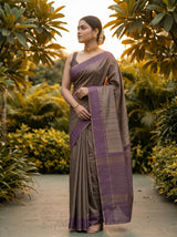 MIMOSA Mehndi Banarasi Art Silk Saree — Saree pallu and body detail