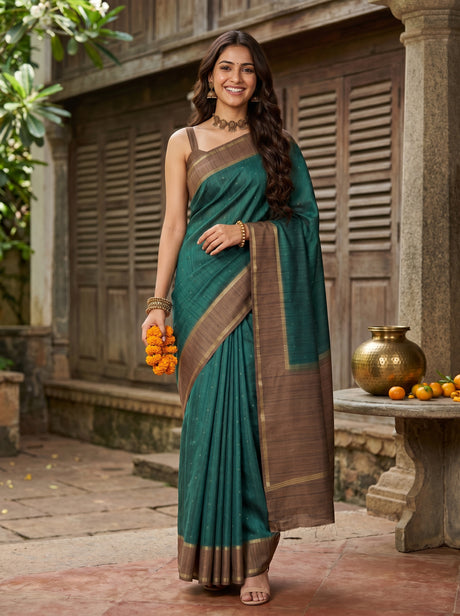 Bottle Green  Saree