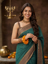 MIMOSA Bottle Green Saree Saree — pose 10 styling detail