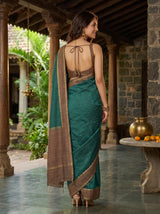 MIMOSA Bottle Green Saree Saree — pose 2 styling detail