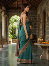 MIMOSA Bottle Green Saree Saree — pose 3 styling detail