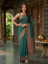 MIMOSA Bottle Green Saree Saree — pose 4 styling detail
