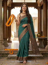MIMOSA Bottle Green Saree Saree — pose 6 styling detail