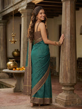 MIMOSA Bottle Green Saree Saree — pose 7 styling detail