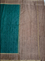 MIMOSA Bottle Green Saree Saree — pallu and zari work detail