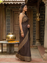 MIMOSA Chocolate Saree Saree — pose 3 styling detail