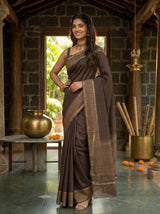 MIMOSA Chocolate Saree Saree — pose 4 styling detail