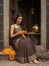 MIMOSA Chocolate Saree Saree — pose 8 styling detail