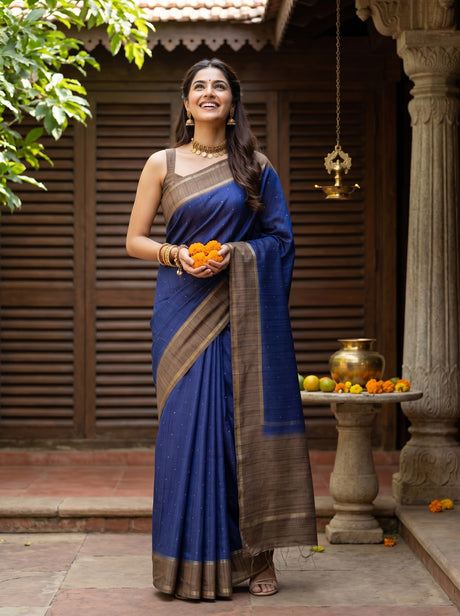 Navy  Saree