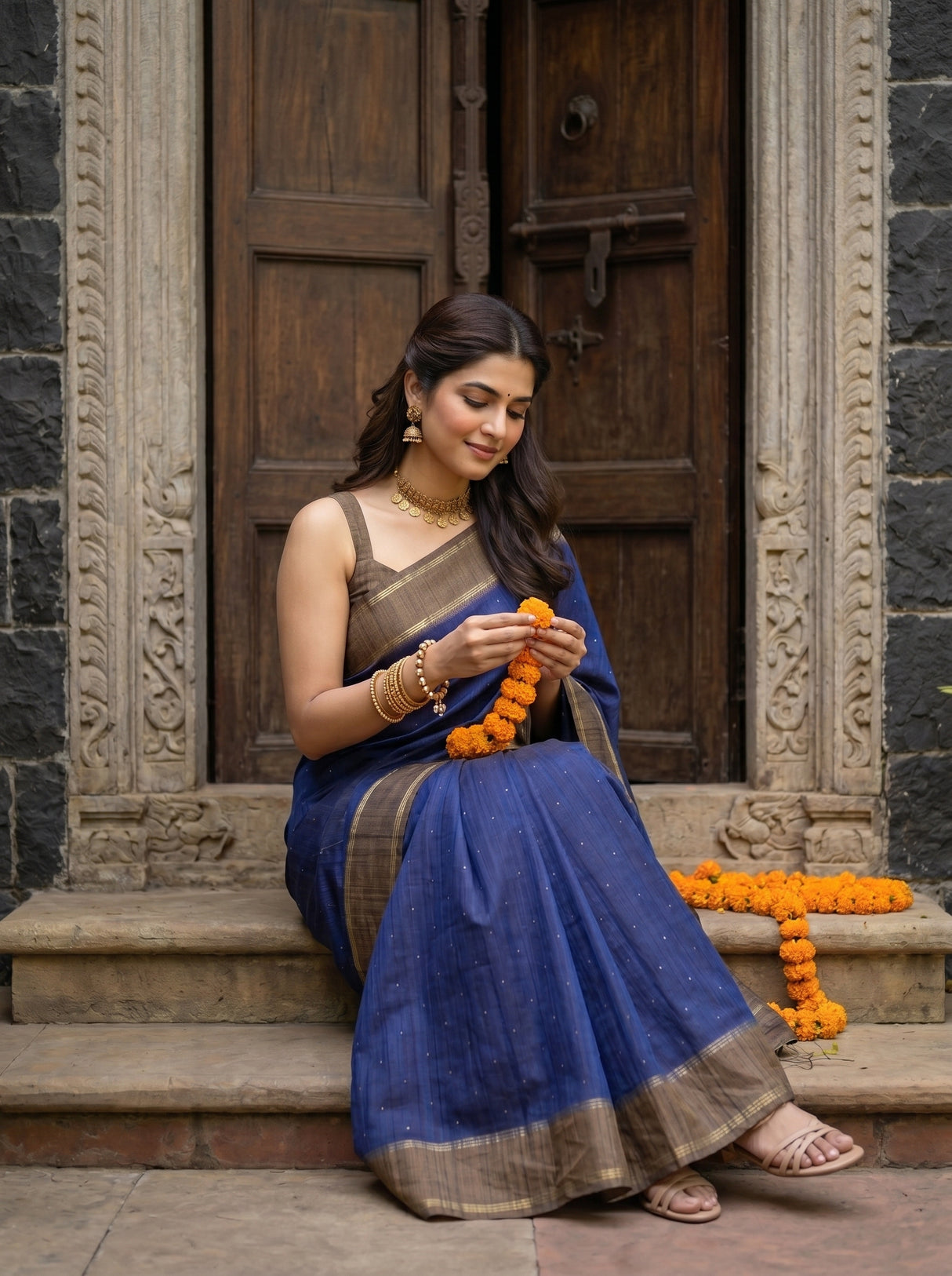 MIMOSA Navy Saree Saree — pose 8 styling detail